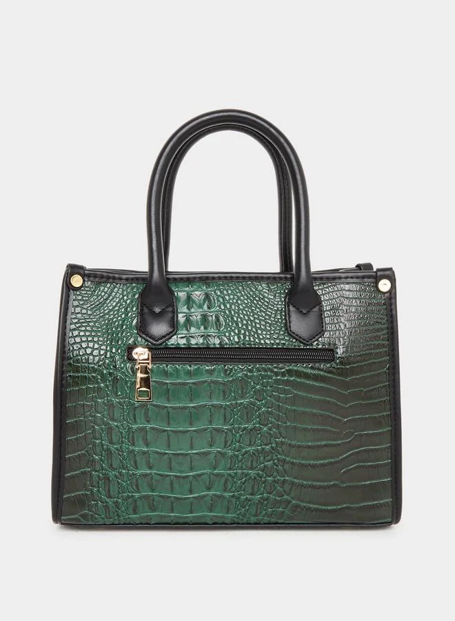 تايك تو Take Two Croc Skin Double Top Handles Handbag with Purse Set