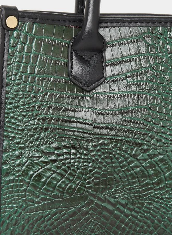 تايك تو Take Two Croc Skin Double Top Handles Handbag with Purse Set