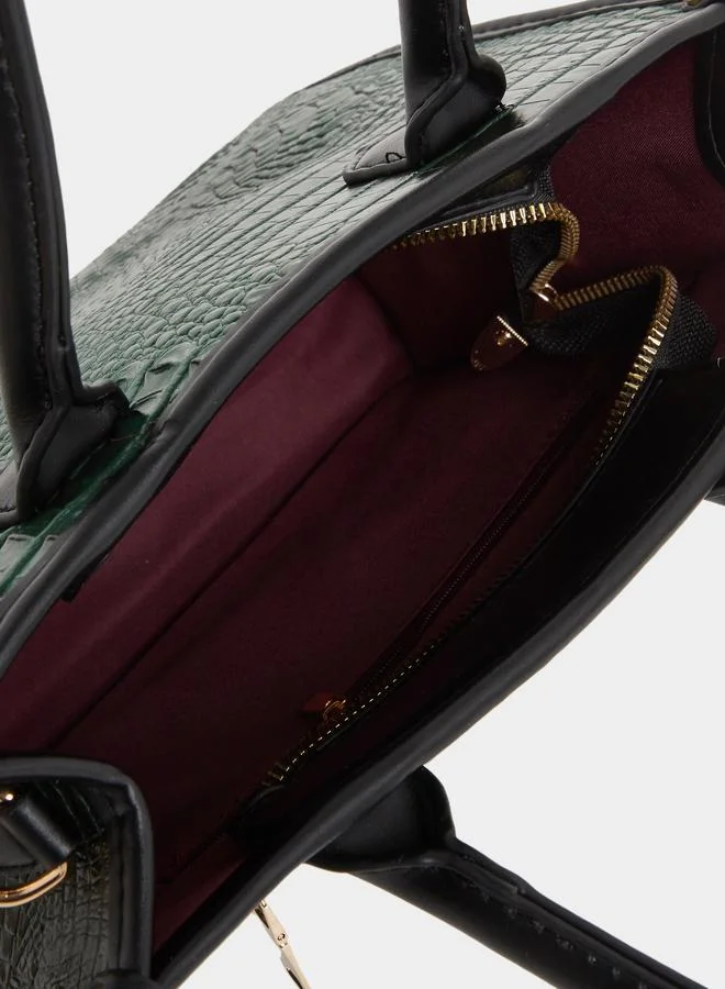 تايك تو Take Two Croc Skin Double Top Handles Handbag with Purse Set