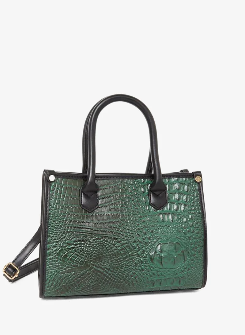 Styli Styli Croc Skin Double Top Handles Handbag with Purse Set