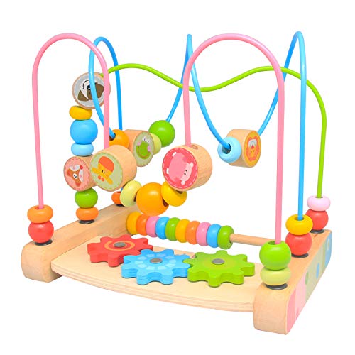 Boby Bead Maze for Babies Wooden Educational Abacus Beads Circle Toddler Toys Colorful Roller Coaster Activity GameGreat Gift for Babies Toddlers Girls and Boys - Image 1