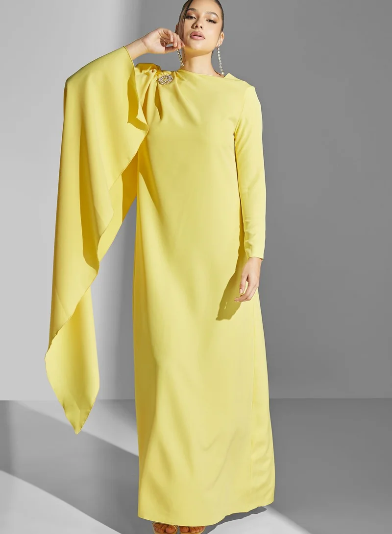 Namshi x Draped Sleeve Detail Gown