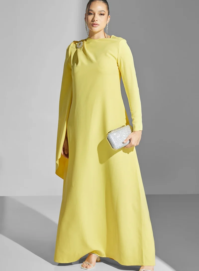 Namshi x Draped Sleeve Detail Gown