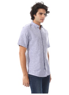 Andora Solid Linen Short Sleeve Oxford Shirt _ Royal Blue  - Image 5