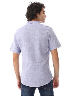 Andora Solid Linen Short Sleeve Oxford Shirt _ Royal Blue  - Image 3