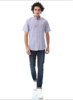 Andora Solid Linen Short Sleeve Oxford Shirt _ Royal Blue  - Image 1