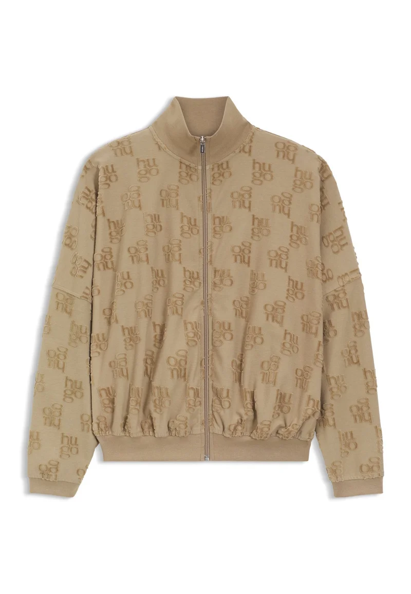 HUGO Light Brown Cotton-blend jacket with all-over logo pattern for Women | Best Price UAE
