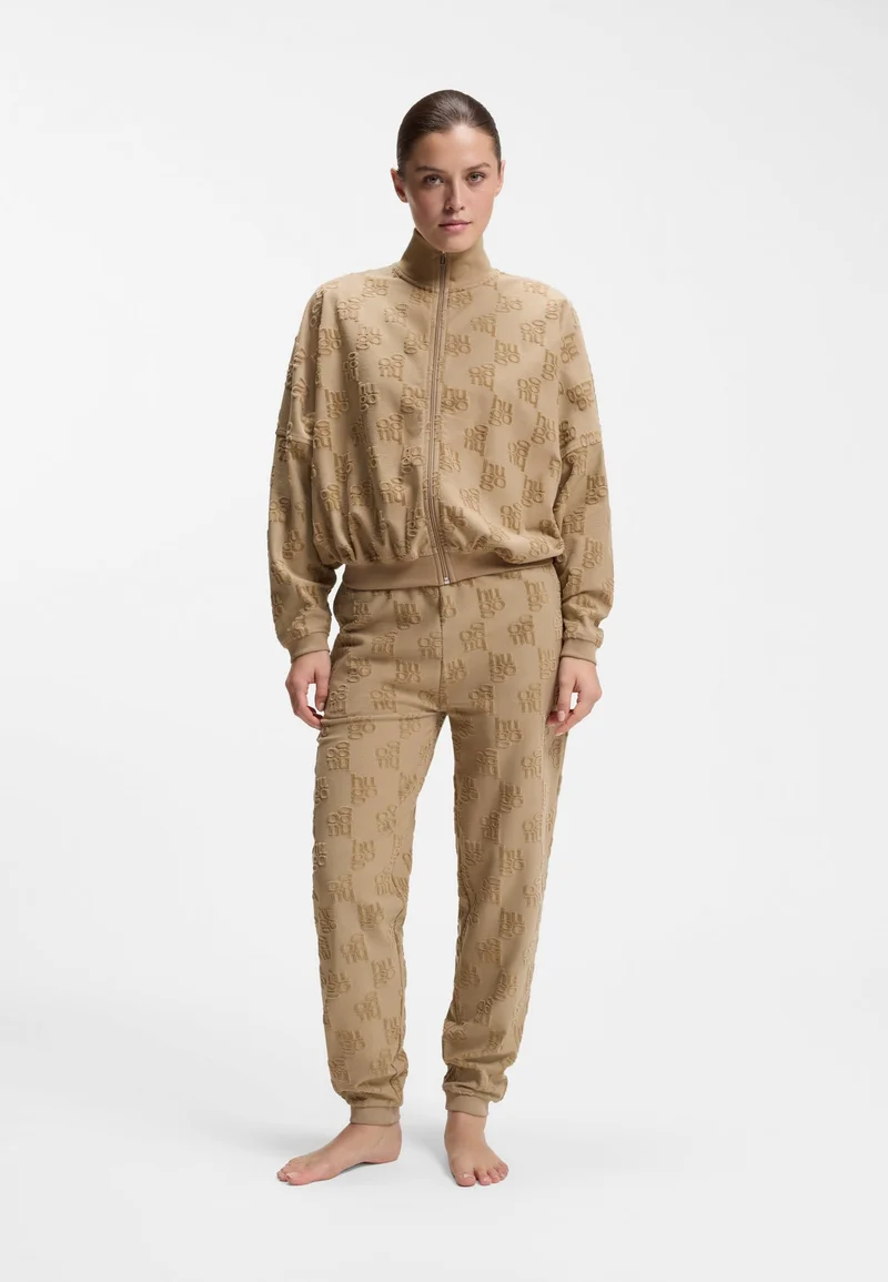 HUGO Light Brown Cotton-blend jacket with all-over logo pattern for Women | Best Price UAE