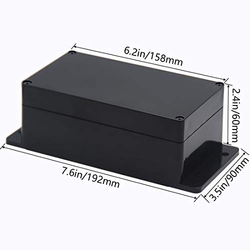 Zulkit Junction Box ABS Plastic Dustproof Waterproof IP65 Universal Electrical Boxes Project Enclosure with Fixed Ear Black 6.22 x 3.54 x 2.36 Inch (158 x 90 x 60mm) (Pack of 1) - Image 2