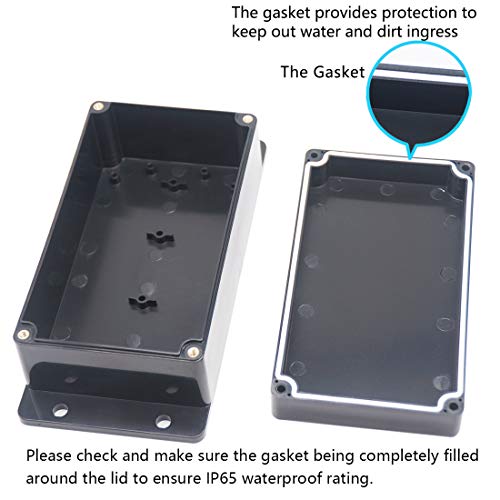 Zulkit Junction Box ABS Plastic Dustproof Waterproof IP65 Universal Electrical Boxes Project Enclosure with Fixed Ear Black 6.22 x 3.54 x 2.36 Inch (158 x 90 x 60mm) (Pack of 1) - Image 4