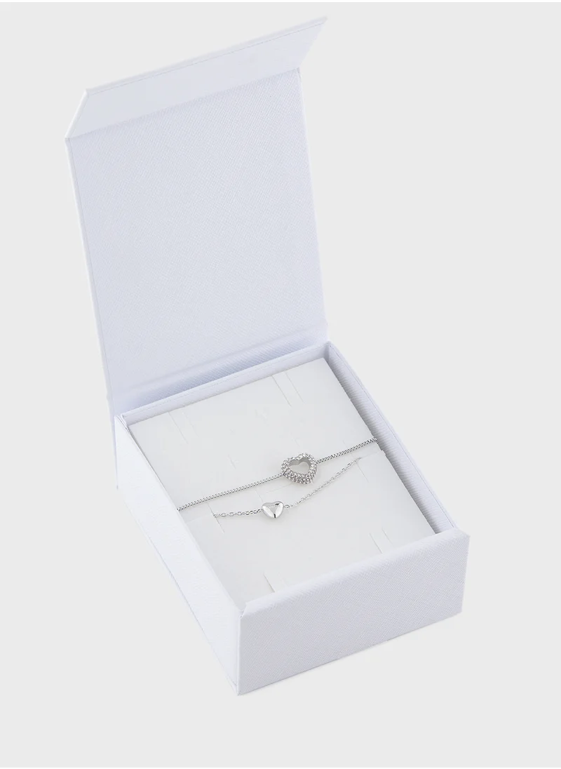 جس Jubb05027Jwrhs 13Mm Two Hearts Double Bracelet