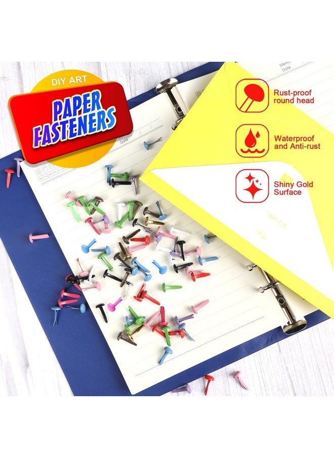 HNYYZL HNYYZL 500PCS Brads for Paper Crafts,Metal Brass Brads with Box,Mini Brass Fasteners,Brads Paper Fasteners,Mini Brads Round Head 8mm Paper Fasteners for Paper Crafts (Colored 0.3 x 0.6 Inch)  - Image 3