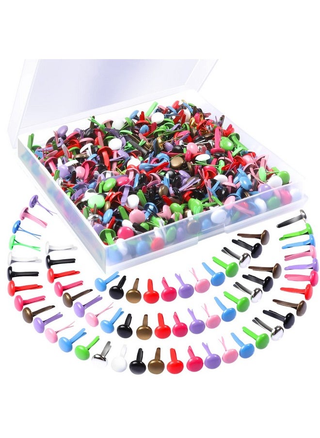 HNYYZL HNYYZL 500PCS Brads for Paper Crafts,Metal Brass Brads with Box,Mini Brass Fasteners,Brads Paper Fasteners,Mini Brads Round Head 8mm Paper Fasteners for Paper Crafts (Colored 0.3 x 0.6 Inch)  - Image 1