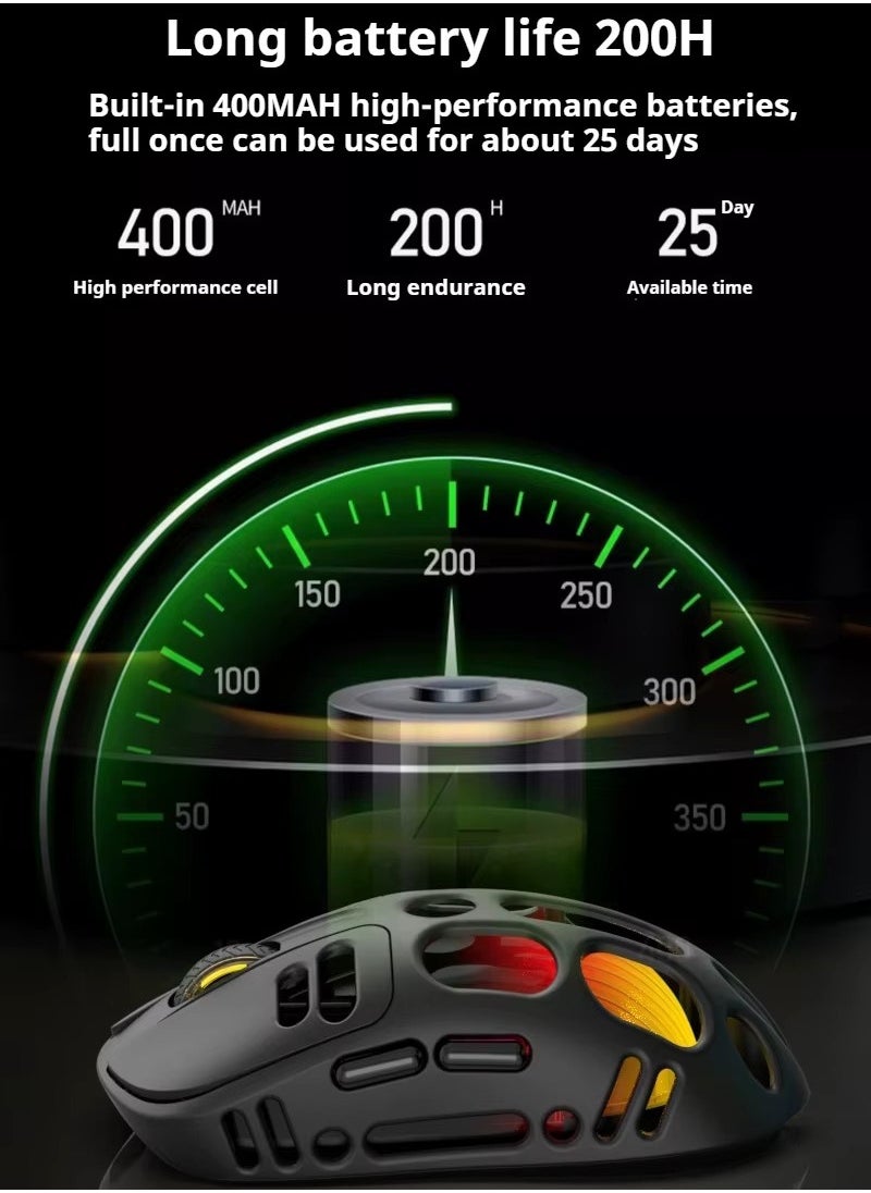 فوريف - ماوس فوريف FV-S220 لاسلكي قابل لإعادة الشحن، وضع مزدوج، بلوتوث/2.4 جيجاهرتز، تصميم مجوف، 10 أمتار، إضاءة RGB، 5 أزرار (50 مليون نقرة)، دقة 4000 نقطة في البوصة، زر تشغيل/إيقاف موفر للطاقة - للألعاب، المكتب - Image 1