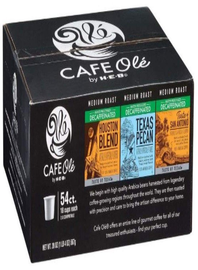 CAFE OLÃƒâ€° HEB Cafe Ole 54 count Decaf Variety Pack (Texas Pecan, Houston Blend, Taste of San Antonio)