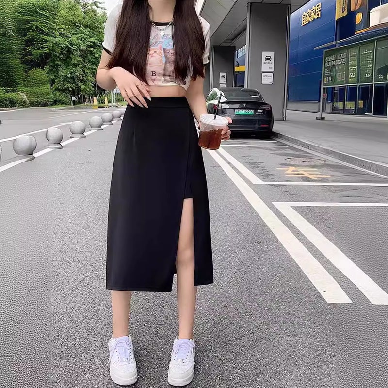 Plus Size Women'S Design High Waist Slimming Suit Skirt Women'S Chubby Girl Irregular Mid-Length Culottes - Image 5