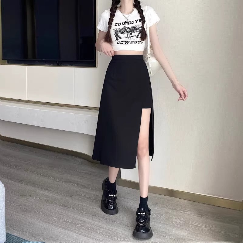 Plus Size Women'S Design High Waist Slimming Suit Skirt Women'S Chubby Girl Irregular Mid-Length Culottes - Image 3