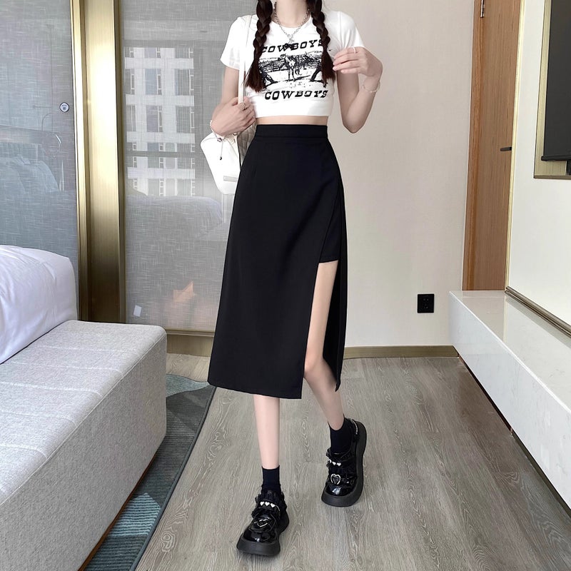 Plus Size Women'S Design High Waist Slimming Suit Skirt Women'S Chubby Girl Irregular Mid-Length Culottes - Image 1