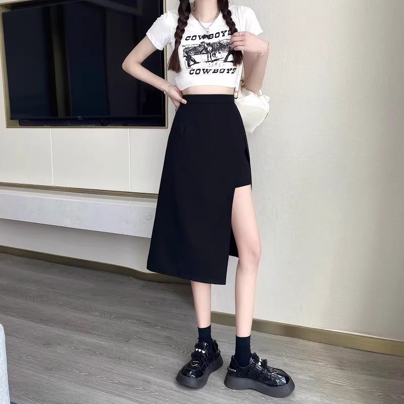 Plus Size Women'S Design High Waist Slimming Suit Skirt Women'S Chubby Girl Irregular Mid-Length Culottes - Image 4