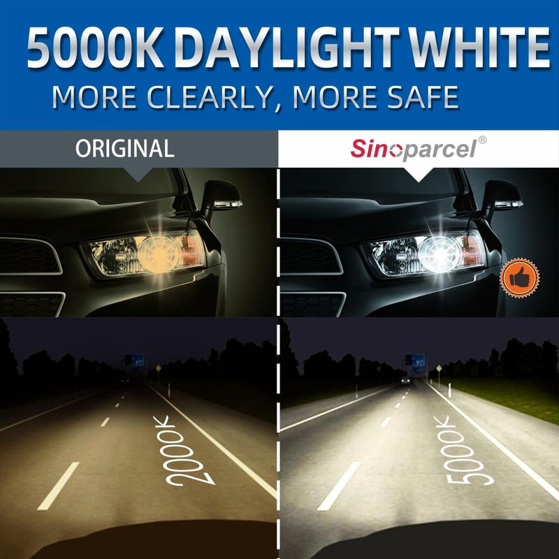 Sinoparcel H11 Halogen Headlight White 5000K, Low Beam or Fog Light Bulbs, Brighter Replacement for Standard 55W Bulb, Pack of 2 - Image 3