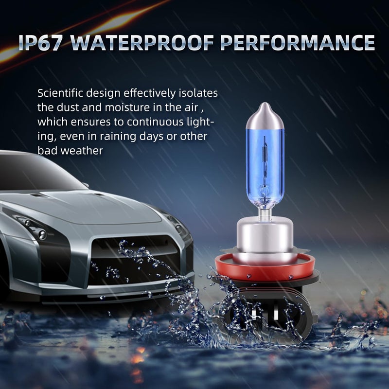 Sinoparcel H11 Halogen Headlight White 5000K, Low Beam or Fog Light Bulbs, Brighter Replacement for Standard 55W Bulb, Pack of 2 - Image 5