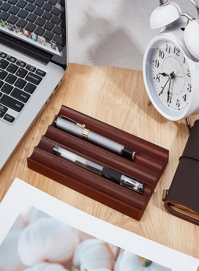 MAYJOYDIY Wooden Pencil Holder Tray Walnut Desk Pen Holder with 5 Grids Office Desk Pencil Organizer Writing Instrument Rest Suitable for School, Home, Office, Desktop Art Accessories - Image 4