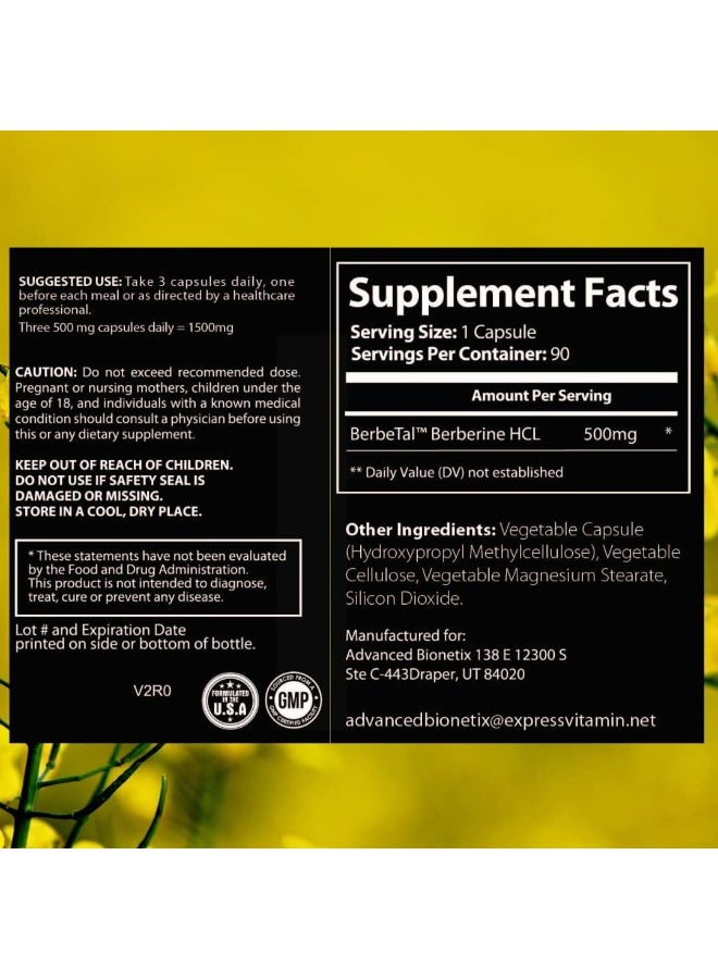 Advanced Biomedical Advanced Bionetix 1500mg Advanced Bioavailability Micronized Berberine Supplement All Natural w/BerbeTal™ Support. 90 Total Capsules - Image 2