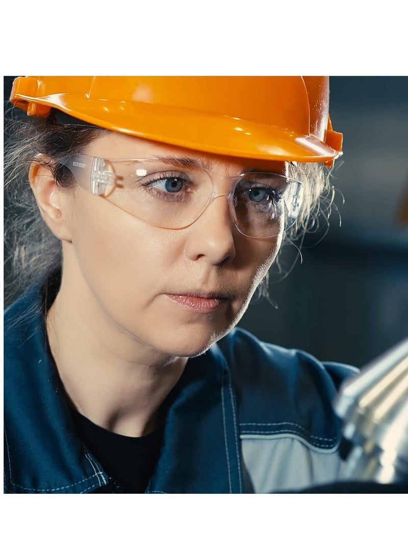 نظارات أمان، نظارات واقية مقاومة للصدمات والخدش بعدسات شفافة للغاية للاستخدام في المختبرات والصناعات والنجارة والرماية والرياضة والمزيد، إطار شفاف، 6 قطع - Image 2