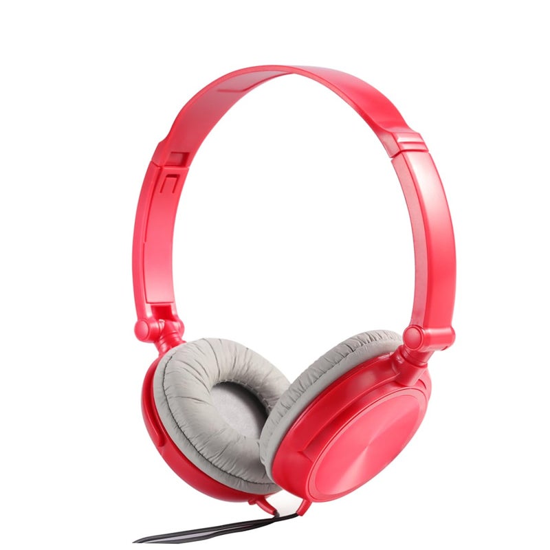 Lightweight Foldable Over Ear Headphones with Microphone Enhanced Bass Sound Red Inner Pads - Image 2