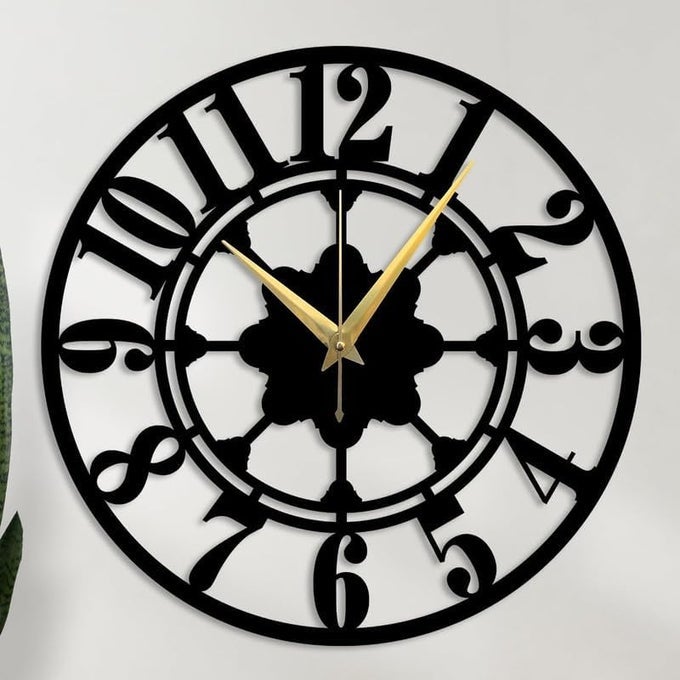 METAL WALL CLOCK LARGE METAL WALL CLOCK FOR LIVING ROOM BEDROOM KITCHEN LATIN NUMERAL WALL CLOCK ANTIQUE METAL WALL CLOCK BIG SIZE MODERN DECORATIVE WALL WATCH BLACK 40 CM DA51
