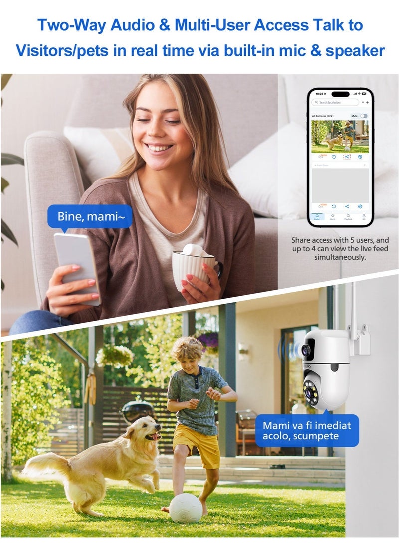 فيليبس كاميرا فيليبس 360° بدقة 2 ميجابكسل، كاميرا أمنية بدقة 1080P HD تعمل عبر WiFi IP لمراقبة المنزل، كاميرا داخلية وخارجية CCTV مع دوران 355° وإمالة 90°، كاميرا مراقبة مزدوجة العدسة، رؤية ليلية ملونة، كشف حركة بشرية، اتصال صوتي ثنائي الاتجاه، WiFi بتردد 2.4GHz، كاميرا خارجية مقاومة للماء IP65، تخزين بطاقة SD والسحابة - Image 2