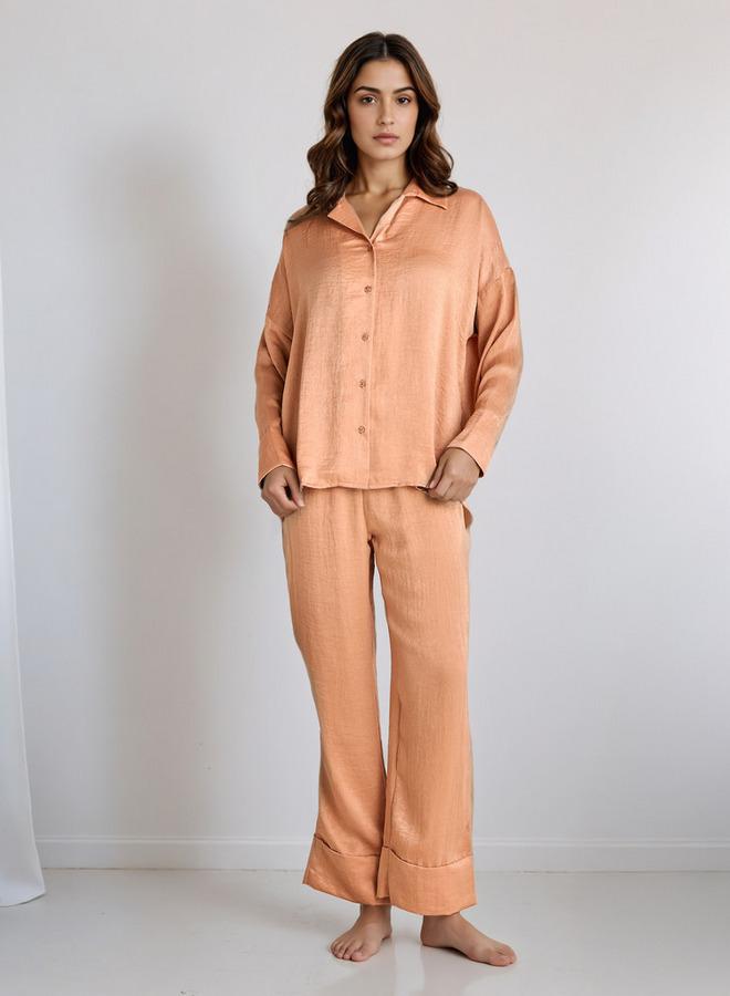 سبلاش فيڤ طقم بيجاما قميص بياقة وسروال بوليستر - Image 1