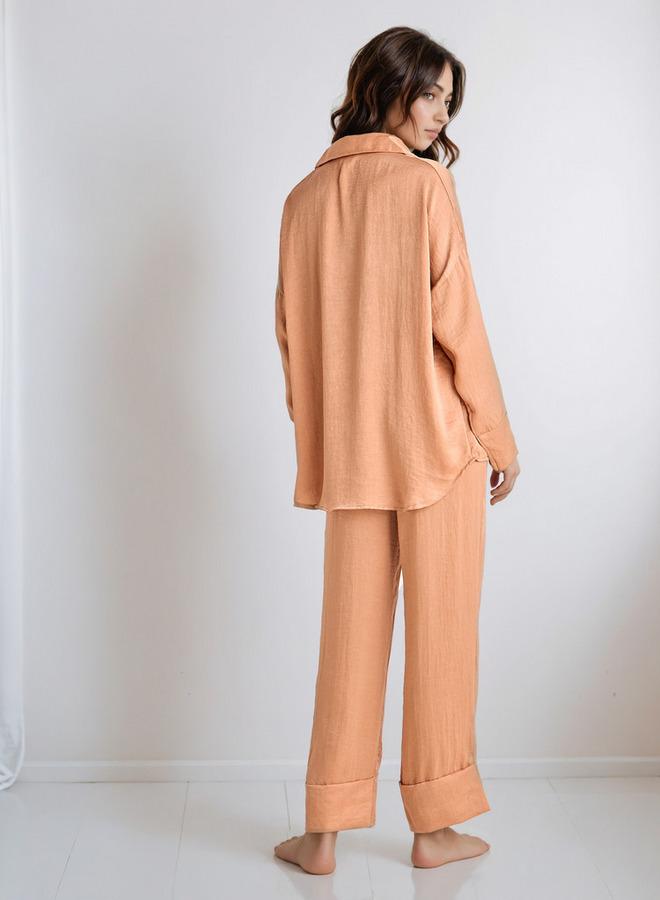 سبلاش فيڤ طقم بيجاما قميص بياقة وسروال بوليستر - Image 3