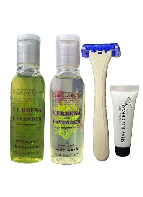 Crabtree & Evelyn Travel Essentials Verbena and Lavender Daily Shampoo Body Wash Classic Shave Cream And Daily Moisturiser 1 set