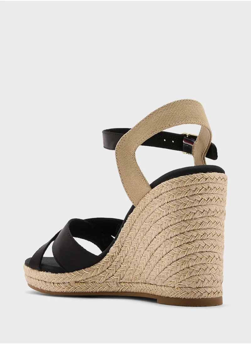 TOMMY HILFIGER SATIN HIGH WEDGE ESPADRILLES