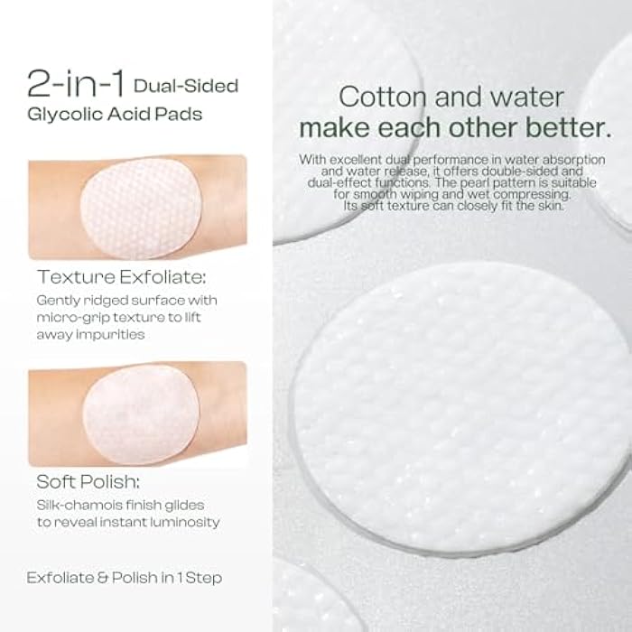 Jtopyrt Glycolic Acid Pads 20%: Dual Sided Exfoliating Face Peels with Salicylic Acid & Niacinamide Reduce Surface Skin Fine Lines and Wrinkles Daily Facial Cleansing for All Skin Types 60 Count - Image 3
