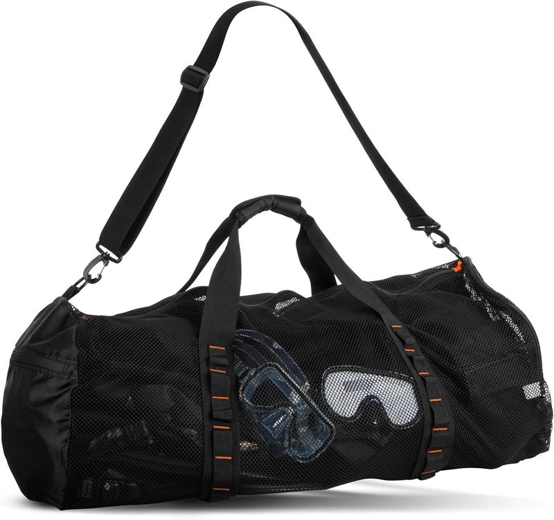Fitdom 90L Large Mesh Duffle Bag for Scuba Dive or Snorkel Equipment. Best for Water Sports & Beach Activities like Swimming, Diving & Snorkeling. Perfect for Travel, Storage Swim Gym Gears & Balls - Image 1