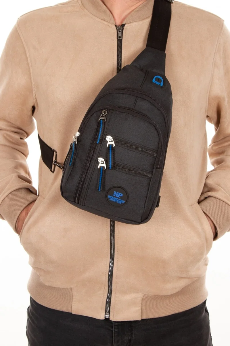 Avca Av A Dos Black Water Resistant Linen Waist Shoulder Bag with USB Headphone Output Daily Bodybag