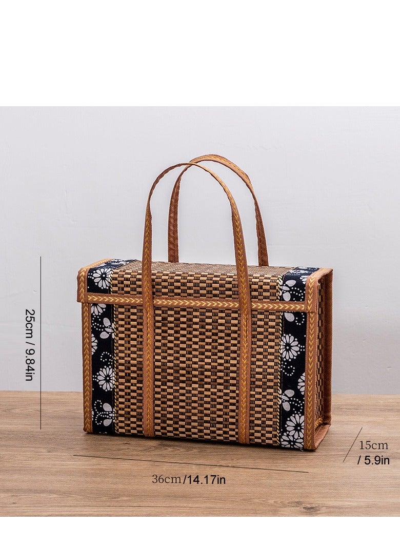 Generic Handheld Food Storage Basket, Wicker Baskets Woven Picnic Basket Folding Fruit Basket ,Baskets with Handles Shopping Sour Dough Bread Basket Bread Pans Picnic BlanketsFood Storage Basket for Outdoor Picnic  - Image 2