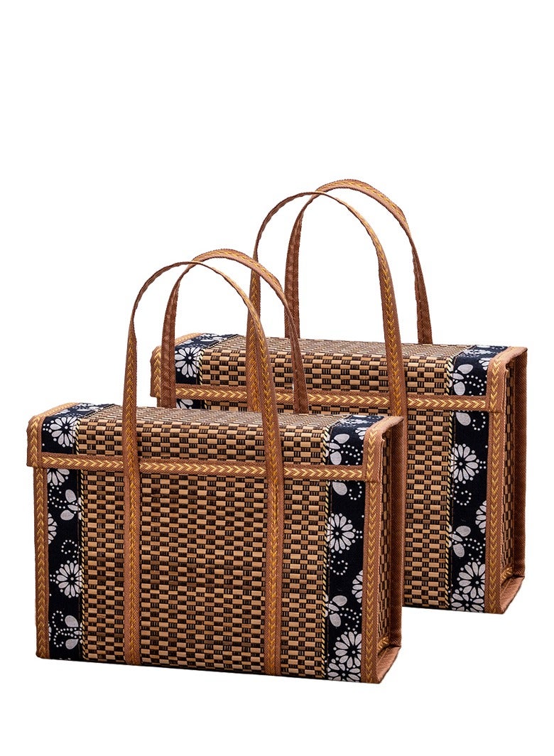 Generic Handheld Food Storage Basket, Wicker Baskets Woven Picnic Basket Folding Fruit Basket ,Baskets with Handles Shopping Sour Dough Bread Basket Bread Pans Picnic BlanketsFood Storage Basket for Outdoor Picnic  - Image 3