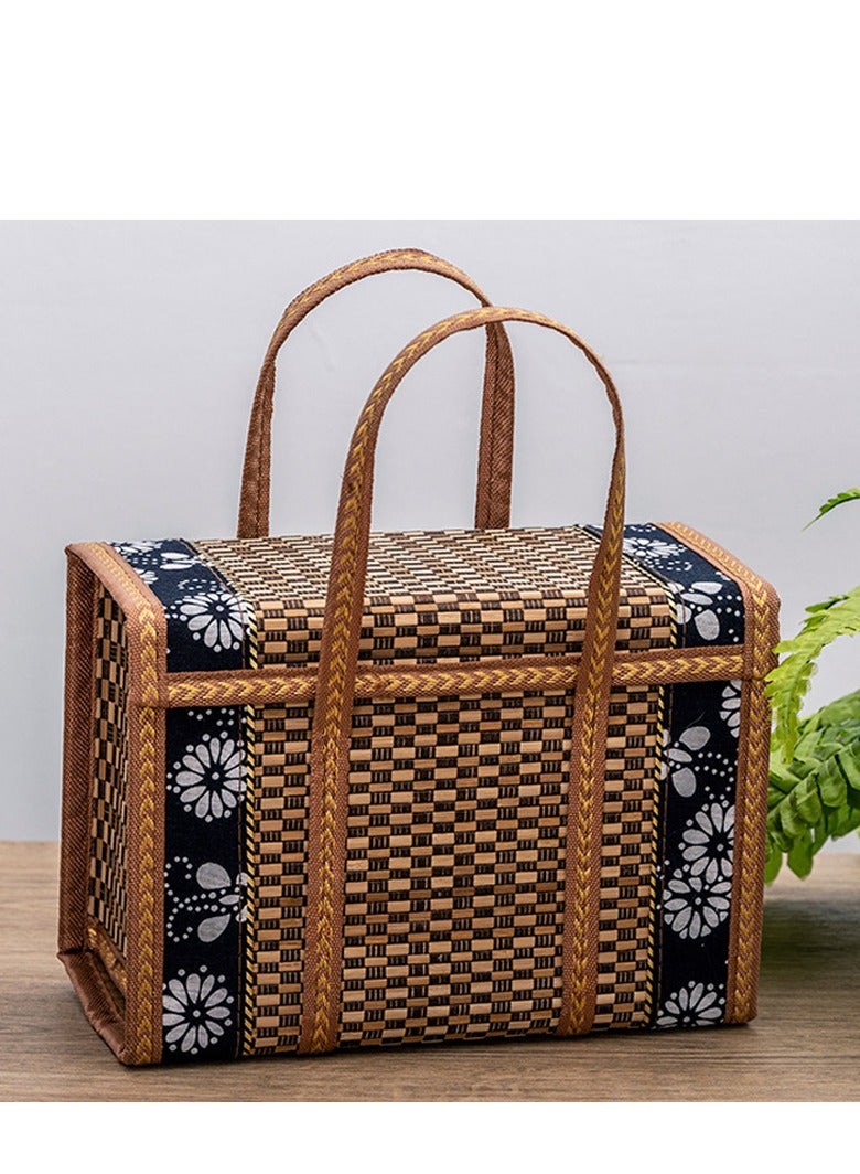 Generic Handheld Food Storage Basket, Wicker Baskets Woven Picnic Basket Folding Fruit Basket ,Baskets with Handles Shopping Sour Dough Bread Basket Bread Pans Picnic BlanketsFood Storage Basket for Outdoor Picnic  - Image 4
