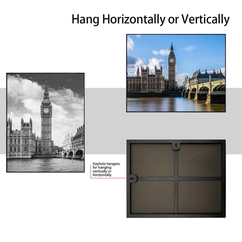 GOmaize Front Loading Black Picture Frame 11x14 Set of 3 Wall and Table Mounting - Image 5