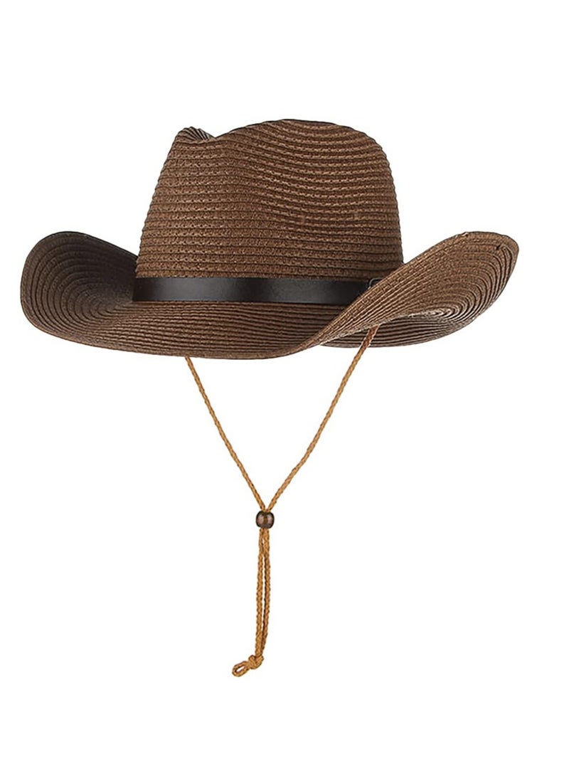 Straw Cowboy Hat for Women Men Classic Western Cowgirl Cap Foldable Sun Hat Shapeable Fedora Panama Hat Wide Brim Beach Hat - Image 1