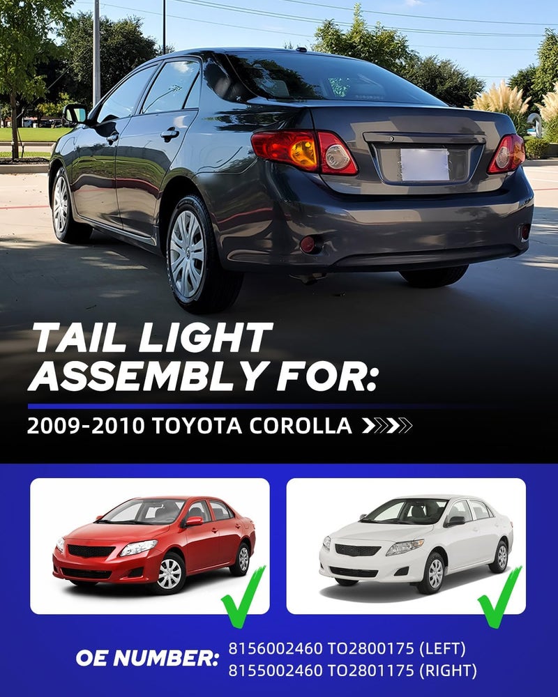 AUTOONE Tail Light Assembly for 2009-2010 Toyota Corolla - Driver & Passenger Side - Image 2