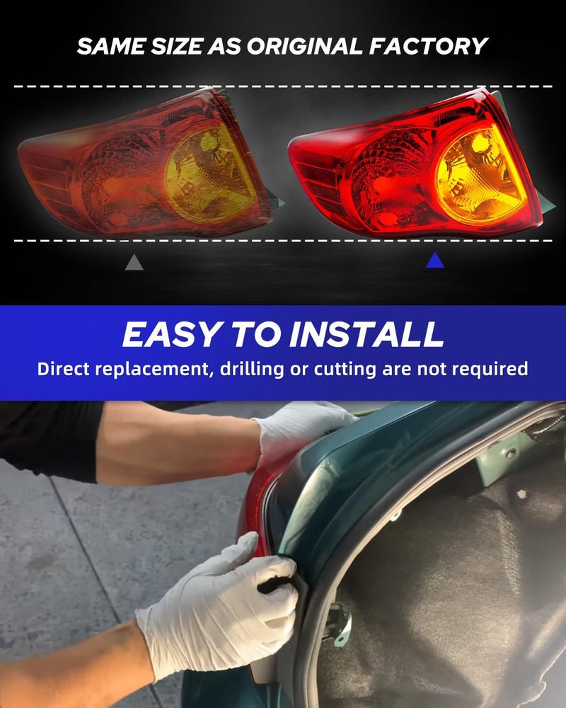 AUTOONE Tail Light Assembly for 2009-2010 Toyota Corolla - Driver & Passenger Side - Image 3