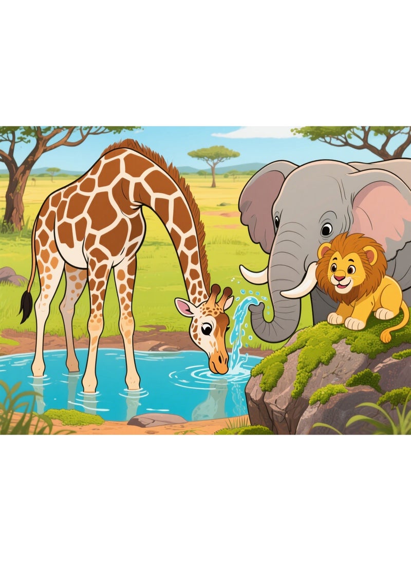 1000 Anime African Animal Puzzles, Rich Colorful Puzzle Blocks, Puzzle Exercise Challenge Puzzles, Children's Leisure Time Playful Puzzles  - Image 1