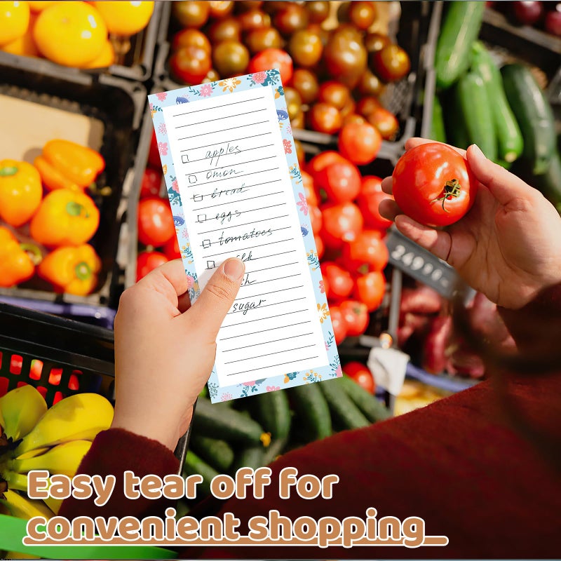 Thboxes 4 Pack Magnetic Note Pad for Fridge with Pen Holder, Totally 200 Sheets Magnetic To Do List, Shopping List, Grocery List, Memo Pads for Refrigeratorï¼ˆFloral Designï¼‰ - Image 5
