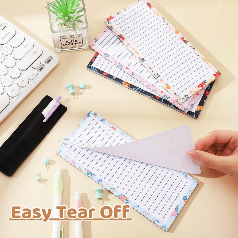 Thboxes 4 Pack Magnetic Note Pad for Fridge with Pen Holder, Totally 200 Sheets Magnetic To Do List, Shopping List, Grocery List, Memo Pads for Refrigeratorï¼ˆFloral Designï¼‰ - Image 2