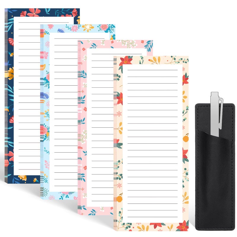 Thboxes 4 Pack Magnetic Note Pad for Fridge with Pen Holder, Totally 200 Sheets Magnetic To Do List, Shopping List, Grocery List, Memo Pads for Refrigeratorï¼ˆFloral Designï¼‰ - Image 1