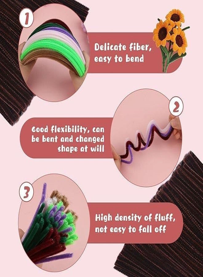 BOLT BEE Pipe Cleaners Craft Set, 100 Pieces, Chenille Stem Fuzzy Sticks, DIY Art Supplies for Projects, Decorations, Flower Making (Dark Brown) - Image 3
